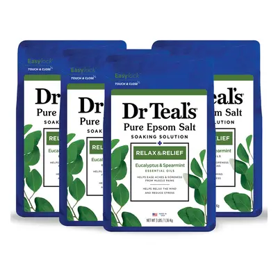 Dr Teal's Pure Epsom Magnesium Salt Soak Relax & Relief with Eucalyptus and Spearmint lb (Pack o