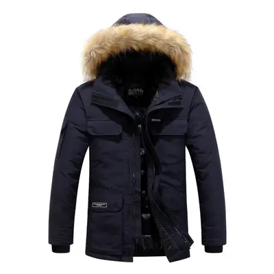 (navy blue, L) Cotton-padded Jacket Men&apos;s Autumn And Winter Thickened Cotton-padded Jacket 