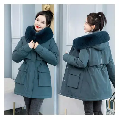 (blue, XL) New Fashion High Quality Women Spring Style Long Parker Coat Women&apos;s Winter Jack