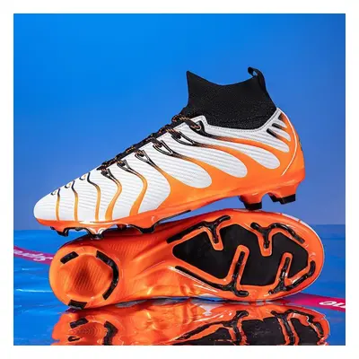 (orange, 37) Fashion Unisex Soccer Shoes Football Cleats Soccer Ankle Boots Youth Training Sneak