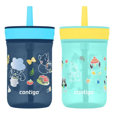 Contigo Kids Leighton Straw Tumbler with Spill-Proof Lid 14oz. Pack Blueberry & Jade