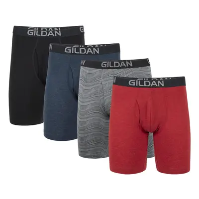 Gildan Men's Underwear Cotton Stretch Boxer Briefs Multipack Blk/Heather Navy/Stripe/Heather Red