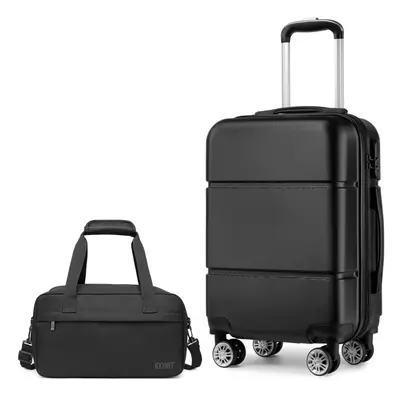 (Black) Cabin Size ABS Hard Shell Suitcase With Duffel Bag