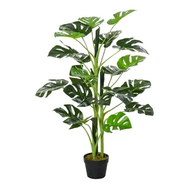 Outsunny 100cm/3.3FT Artificial Monstera Tree Fake Plant in Pot Indoor Outdoor