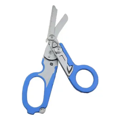 (Blue) Multifunction scissors Tactical scissors folding medical scissors First Aid Outdoor Survi