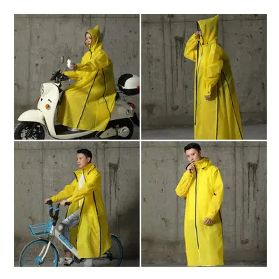 (Yellow, XXXL) Hooded Rain Poncho Waterproof Windbreaker Women Raincoat Men Black Rain Clothes C