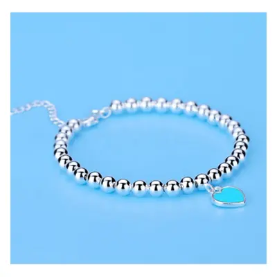 (Blue) Silver Heart Pendant Bracelet for Women