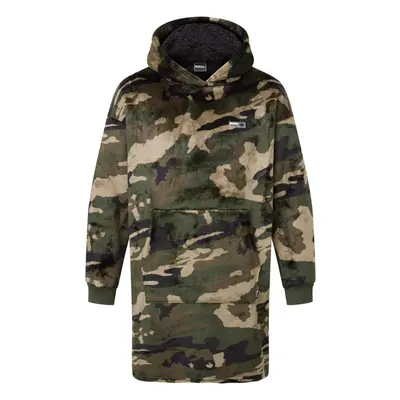 (L/XL, Khaki Camo) Bench Unisex Snuggle Sherpa Lined Soft Oversized Hoodie Wearable Blanket