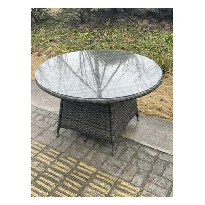 Fimous Round Outdoor PE Rattan Dining Table Garden Furniture?Table+Cover