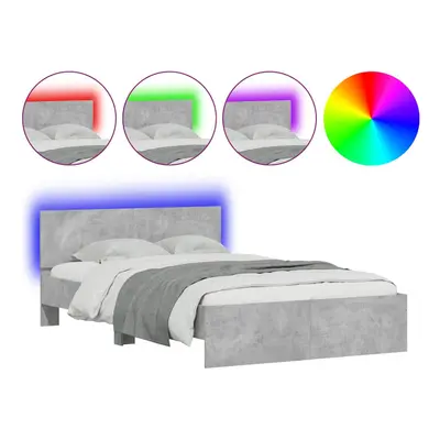 (concrete grey, x cm) vidaXL Bed Frame with Headboard and LED Bed Base Mattress Foundation Bedst