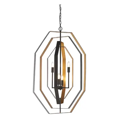 Multi Arm Geometric Ceiling Chandelier - Aged Bronze & Antique Gold Pendant