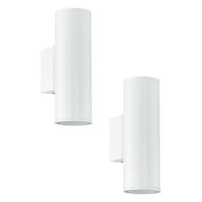 2 PACK IP44 Outdoor Wall Light White Up & Down Light 2x 3W GU10 Porch Lamp