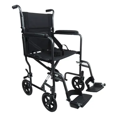 Lightweight Steel Compact Attendant Propelled Transit Wheelchair - Hammered Grey