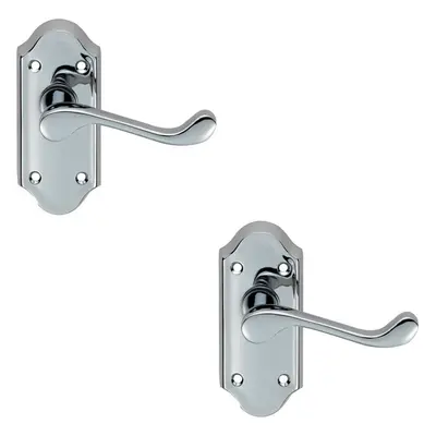 2x PAIR Victorian Scroll Lever on Short Latch Backplate x 48mm Chrome