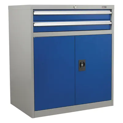 Industrial Double Locker Cabinet - x x 1000mm - Drawers & Shelf