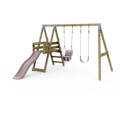 Premium Double Swing with Deck - Flex and Baby Dusky Pink