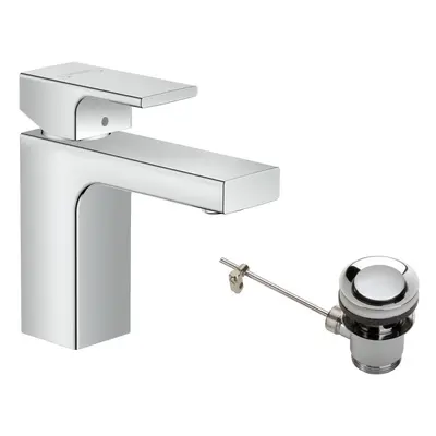 hansgrohe Vernis Shape Basin Mixer Tap with metal pop-up waste set, chrome