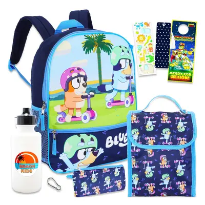 Disney Bluey Backpack and Lunch Bag Set - Bundle with Bluey School Bag Bluey Lunch Box Bluey Pen