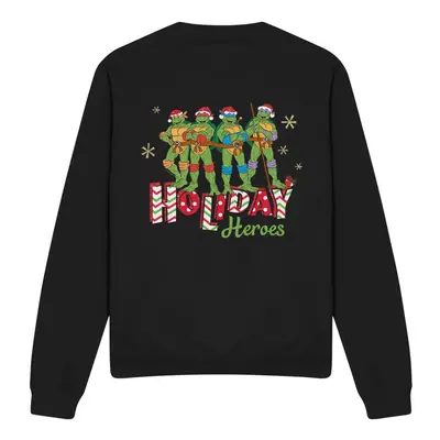 (L, Black) Teenage Mutant Ninja Turtles Unisex Adult Holiday Heroes Christmas Sweatshirt