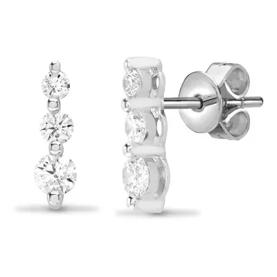 Jewelco London Ladies Solid 18ct White Gold Claw Set Round G SI1 0.33ct Diamond Trilogy Drop Ear