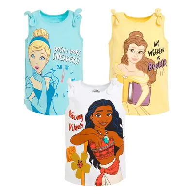 Disney Princess Cinderella Belle Moana Toddler Girls Pack Tank Tops