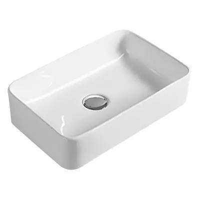 Rectangular Compact Ceramic Countertop Vessel without Overflow - 365mm