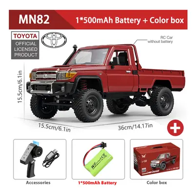 (MN82 Red 1B) MN82/MN82 PRO 1:12 Retro RC Car With LED Lights 4WD Remote Controlled Climbing Off