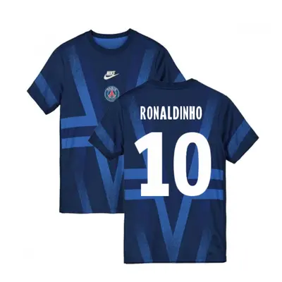 (XL) PSG Nike Pre-Match Training Shirt (Blue) (RONALDINHO 10)