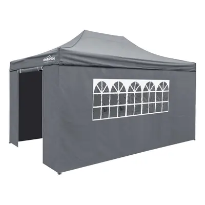 Premium 3x4.5m Pop-Up Gazebo & Side Walls, Water Resistant, Carry Bag, Stakes & Weight Bags - Gr