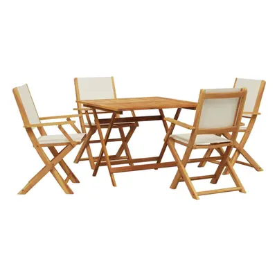 vidaXL Garden Dining Set Piece Chairs Cream White Fabric and Solid Wood