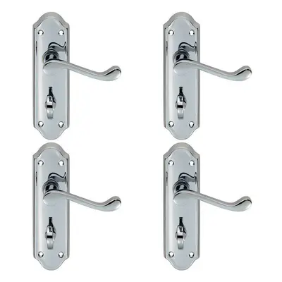 4x PAIR Victorian Upturned Lever on Bathroom Backplate x 47mm Chrome