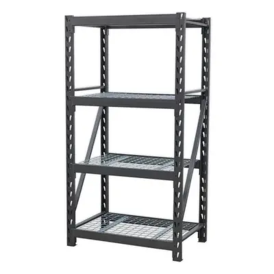 Heavy Duty Racking Unit with Mesh Shelves - 640kg Per Level - Steel Frame