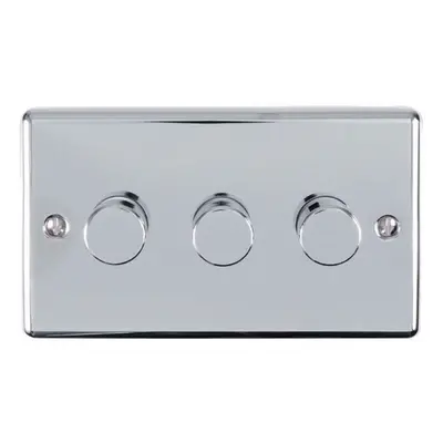 3 Gang 400W Way Rotary Dimmer Switch CHROME Light Dimming Wall Plate