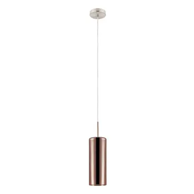 Pendant Light Satin Nickel Shade Copper Coloured Glass Vaporized Bulb E27 1x15W