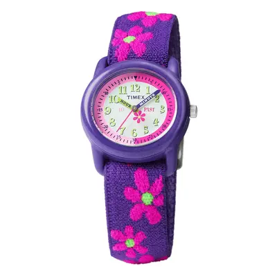 Timex Girls T89022 Time Machines Purple Floral Elastic Fabric Strap Watch