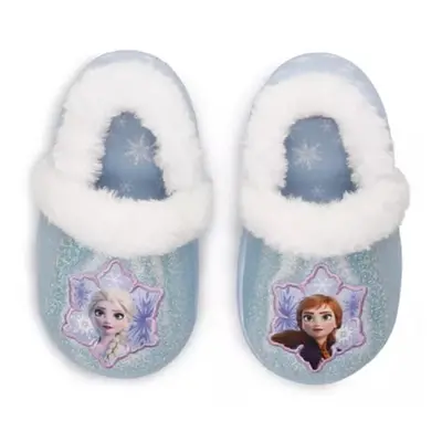 Disney Girl's Frozen Anna Elsa Plush Slippers (Blue Numeric_9)