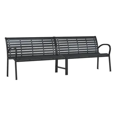 vidaXL Twin Garden Bench Outdoor Bench Park Bench Seat Black Steel and WPC