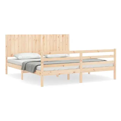 (natural, x cm) vidaXL Bed Frame Bedroom Platform Bed Frame Bedstead with Headboard Solid Wood