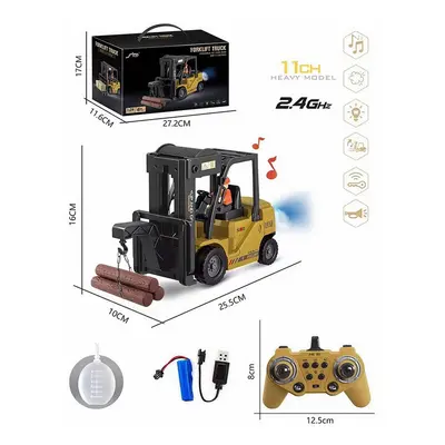 (crane) Remote Control Forklift Truck RC Car Electric Crane Spray Acousto-Optic Engineering Vehi