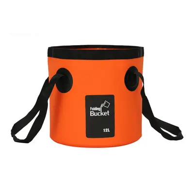 (12L-Orange) 12L 20L Collapsible Bucket Multifunctional Folding Bucket Portable Waterproof Water