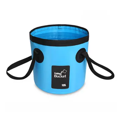 (12L-Blue) 12L 20L Collapsible Bucket Multifunctional Folding Bucket Portable Waterproof Water B