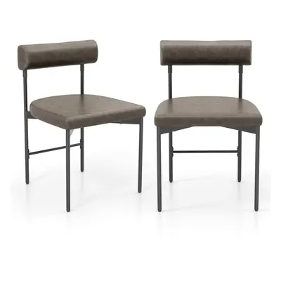 Dining Chair Set of Faux Leather Upholstered Kitchen Side Chair-Grey