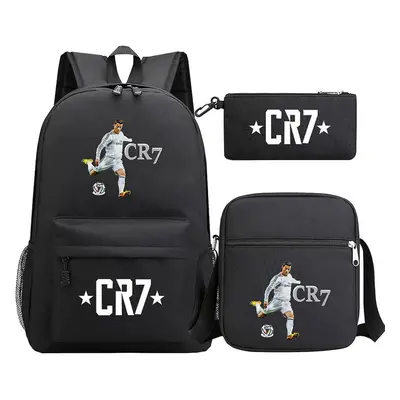 (1) Football Ronaldo CR7 Backpack Set - School Bags for Girls/Boys, Laptop Travel Knapsack, Wome