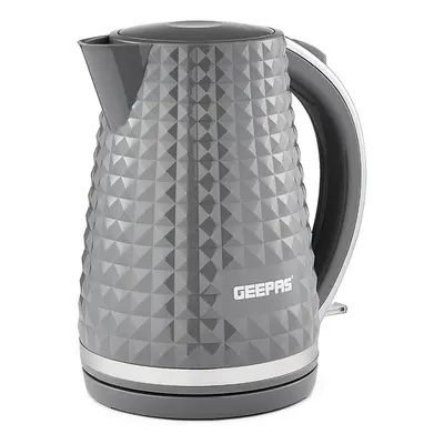 Geepas 1.7L Cordless Electric Kettle 2200W Textured Jug Kettle Grey