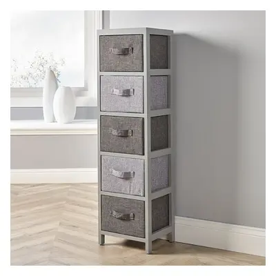 Metro Fabric Drawer Storage Chest Unit Grey Fully Assembled