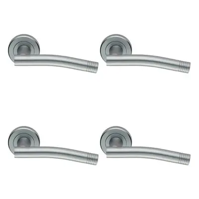 4x PAIR Round Bar Handle with Arch Concealed Fix Round Rose Satin Chrome