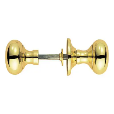 PAIR Large Mushroom Rimmed Mortice Door Knob 53mm Diameter Polished Brass