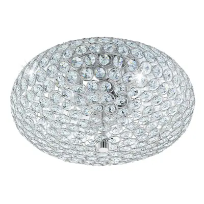 Flush Ceiling Light Colour Chrome Plated Shade Clear Crystal Bulb E27 2x60W