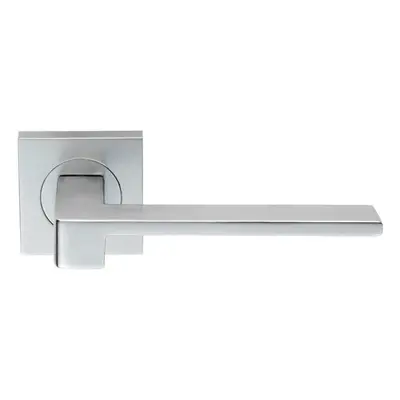 PAIR Flat Squared Bar Handle on Square Rose Concealed Fix Satin Chrome