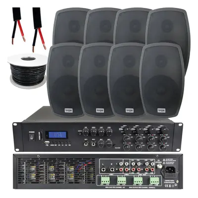 1600W LOUD Outdoor Bluetooth System 8x Black Speaker Weatherproof Music Player